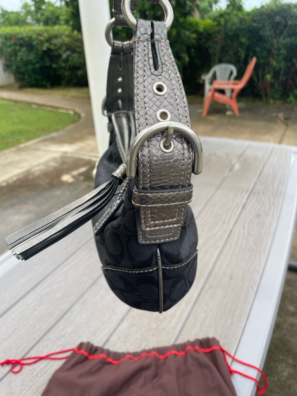 Coach Y2K Black Signature Python Mini Shoulder Bag with Silver Accents - Picture 4 of 9